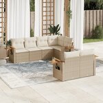 vidaXL Salon de jardin avec coussins 7 Pièces beige résine tressée