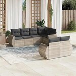 vidaXL Salon de jardin avec coussins 7 Pièces gris clair résine tressée