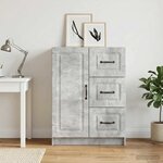 vidaXL Buffet Gris béton 66 x 34 5 x 87 cm Bois d'ingénierie