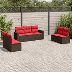 vidaXL Salon de jardin avec coussins 7 Pièces marron résine tressée