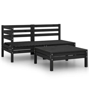 Salon de jardin meuble d'extérieur ensemble de mobilier 3 pièces bois de pin massif noir 02_0016043