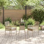 vidaXL Ensemble de salle à manger pour jardin 3 Pièces Beige Poly rotin