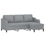 vidaXL Canapé à 3 places avec repose-pieds Gris clair 180 cm Tissu