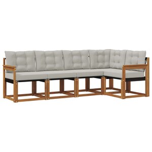 vidaXL Ensemble de canapés d'extérieur 5 pc Gris Naturel et Clair