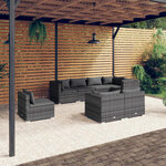 vidaXL Salon de jardin 8 Pièces avec coussins Résine tressée Gris