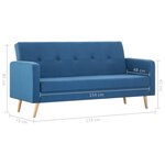 vidaXL Canapé Tissu Bleu