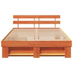 vidaXL Cadre de lit avec tête de lit Brun cire 160 x 200 cm Pin massif