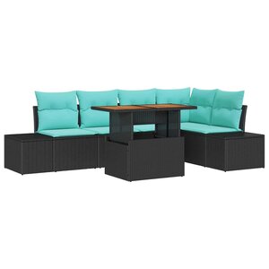 vidaXL Ensemble de canapé de jardin 6 Pièces Noir et Sarcelle