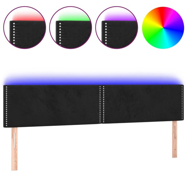 vidaXL Tête de lit à LED Noir 180x5x78/88 cm Velours