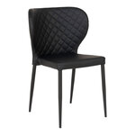 2 chaises de salle à manger en cuir synthétique noir avec pieds noirs