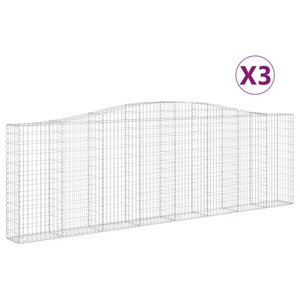 vidaXL Paniers à gabions arqués 3 Pièces 400x30x120/140 cm Fer galvanisé