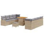 vidaXL Ensemble de canapé de jardin 11 Pièces Beige Poly rotin