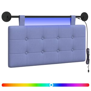 vidaXL Tête de lit suspendue Avec lumière LED Bleu denim Tissu