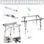 Table pliante en aluminium table de camping table de jardin 4 personnes hauteur réglable + sac de transport
