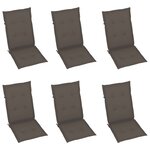 vidaXL Chaises de jardin lot de 6 avec coussins taupe Bois teck massif