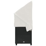 vidaXL Chaise longue avec auvent et coussins noir résine tressée