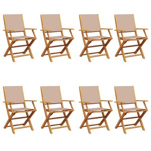 vidaXL Chaises de jardin pliantes lot de 8 taupe tissu et bois massif
