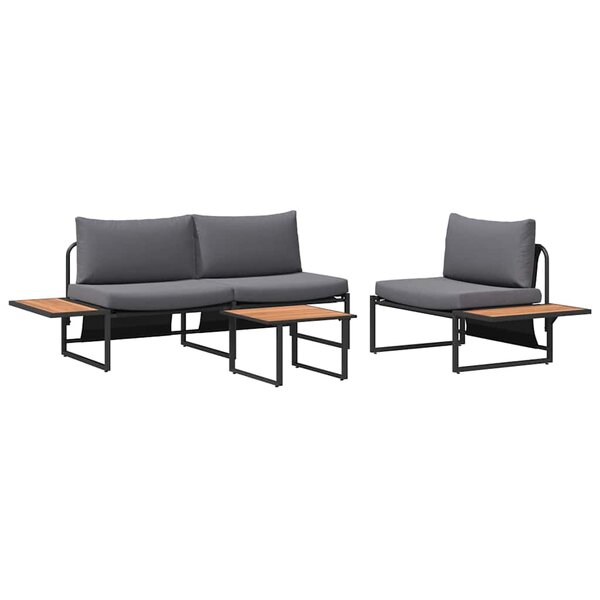 vidaXL Ensemble de salle à manger pour jardin 3 Pièces Anthracite Acier