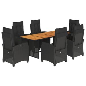vidaXL Ensemble à manger de jardin coussins 7Pièces Noir Résine tressée