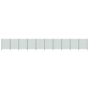 Vidaxl panneau de clôture avec poteaux fer 17 x 2 m vert
