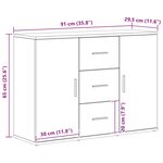 vidaXL Buffet chêne noir 91x29 5x65 cm bois d'ingénierie