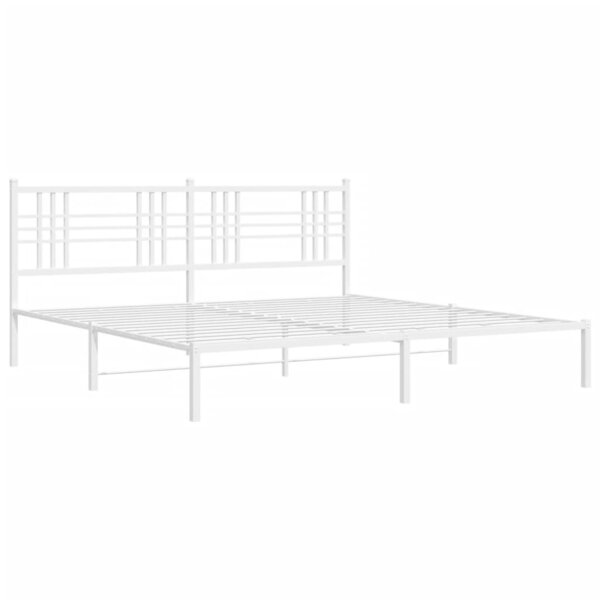 vidaXL Cadre de lit métal avec tête de lit blanc 180x200 cm
