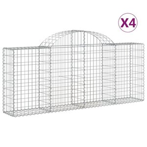 vidaXL Paniers à gabions arqués 4 Pièces 200x30x80/100 cm Fer galvanisé