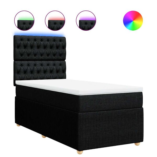 vidaXL Sommier à lattes de lit avec matelas Noir 90x200 cm Tissu