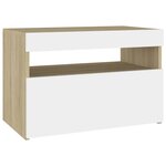 vidaXL Table de chevet lumières LED blanc et chêne sonoma 60x35x40 cm