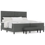 vidaXL Lit à ressort avec matelas et banc gris foncé 200x200 cm en tissu
