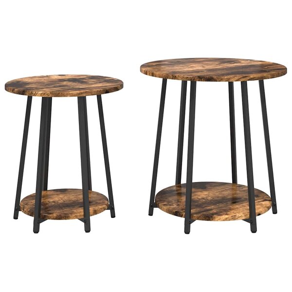 Table d'appoint vidaXL 2 Pièces en chêne fumé  bois d'ingénierie et métal