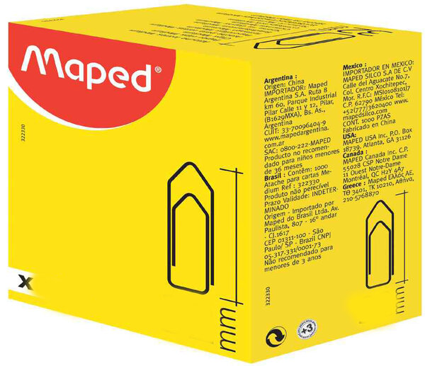 Attache lettres en acier nickelé et bout chevron,30mm, boîte de 1000 MAPED
