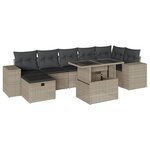 vidaXL Salon de jardin 8 Pièces avec coussins gris clair résine tressée