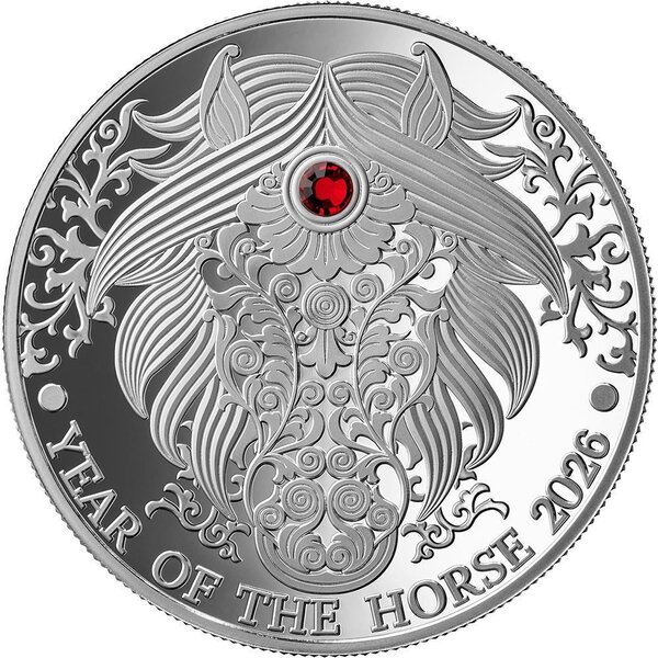 Pièce de monnaie en Argent 2 Cedis g 15.57 (1/2 oz) Millésime 2026 Lunar Year Ghana HORSE