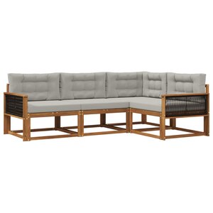 vidaXL Ensemble de canapés d'extérieur 4 pc Naturel et Gris clair