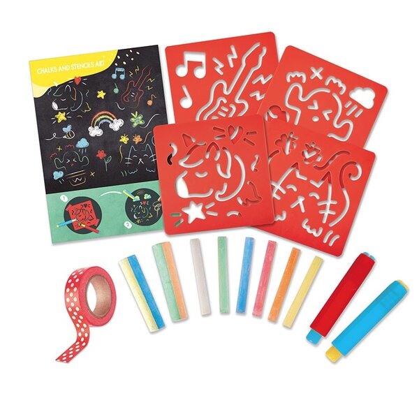 Chalks and stencils Art - Set de craies avec des pochoirs