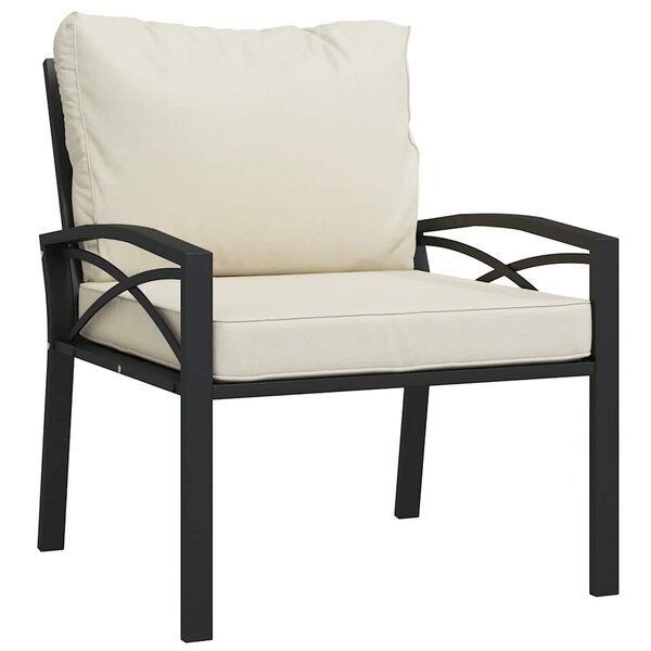vidaXL Chaise de jardin avec coussins sable 68x76x79 cm acier
