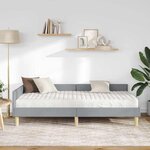 vidaXL Cadre de lit d'angle avec matelas 2 Pièces Gris clair tissu