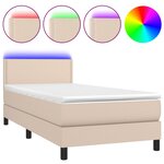 vidaXL Sommier à lattes de lit avec matelas LED Cappuccino 100x200 cm