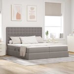 vidaXL Lit de rangement LED avec matelas Taupe 180 x 200 cm Tissu
