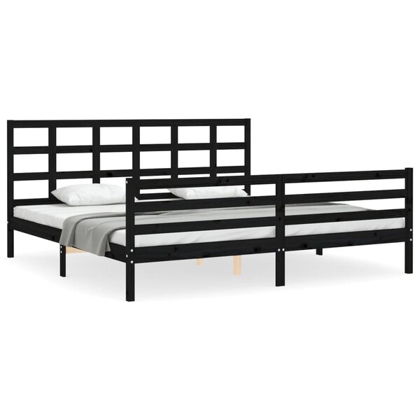 vidaXL Cadre de lit sans matelas noir 200x200 cm bois massif