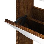 vidaXL Armoire à chaussures miroir 3 niveaux Chêne fumé 63x17x102 5 cm