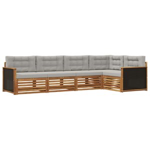 vidaXL Ensemble de canapés d'extérieur 5 Pièces Naturel et gris clair