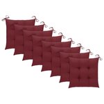 vidaXL Chaises de jardin 8 Pièces avec coussins bordeaux Teck solide