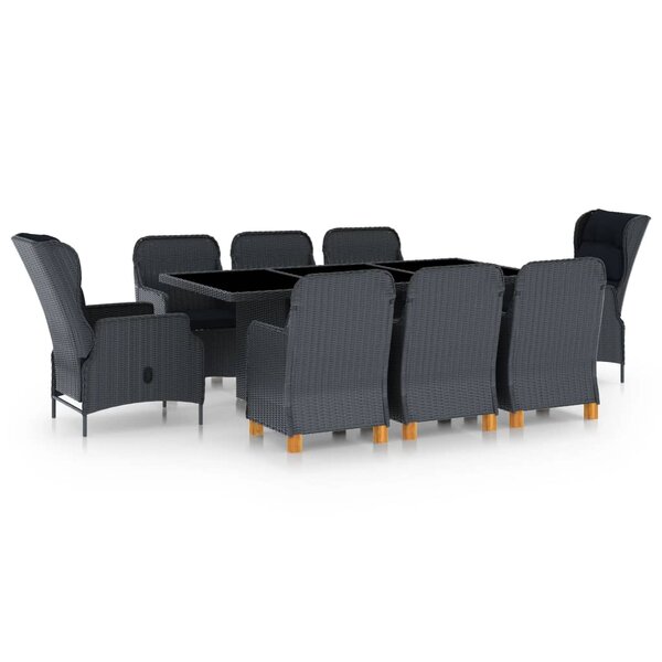 vidaXL Ensemble à manger 9 Pièces avec coussins résine tressée gris foncé