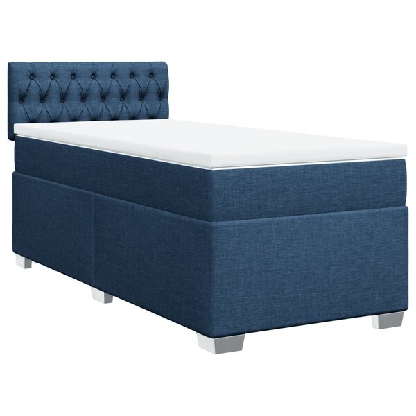 vidaXL Sommier à lattes de lit avec matelas Bleu 100x200 cm Tissu