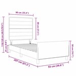 vidaXL Cadre de lit avec tête de lit Crème 90 x 200 cm tissu