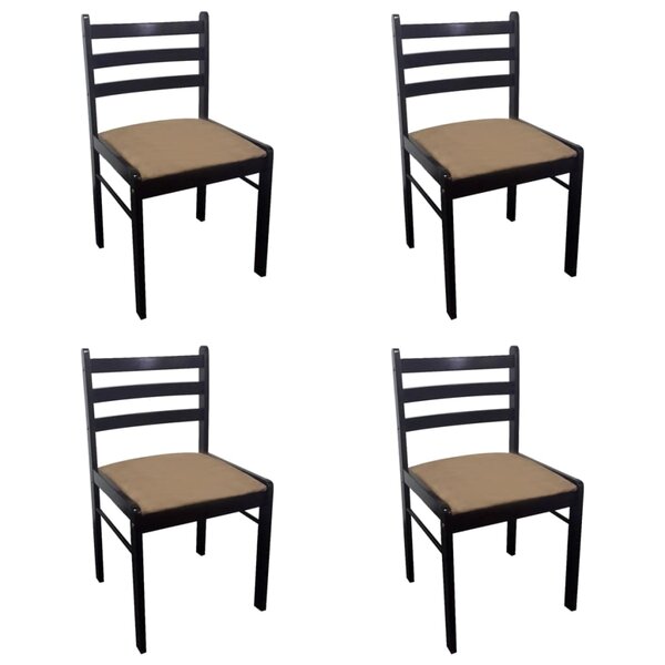 vidaXL Chaises à manger lot de 4 marron hévéa solide et velours