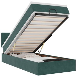 vidaXL Lit ottoman avec matelas et LED Vert foncé 80x200cm velours