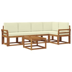 vidaXL Ensemble de canapés d'extérieur 6 pc Naturel et Crème
